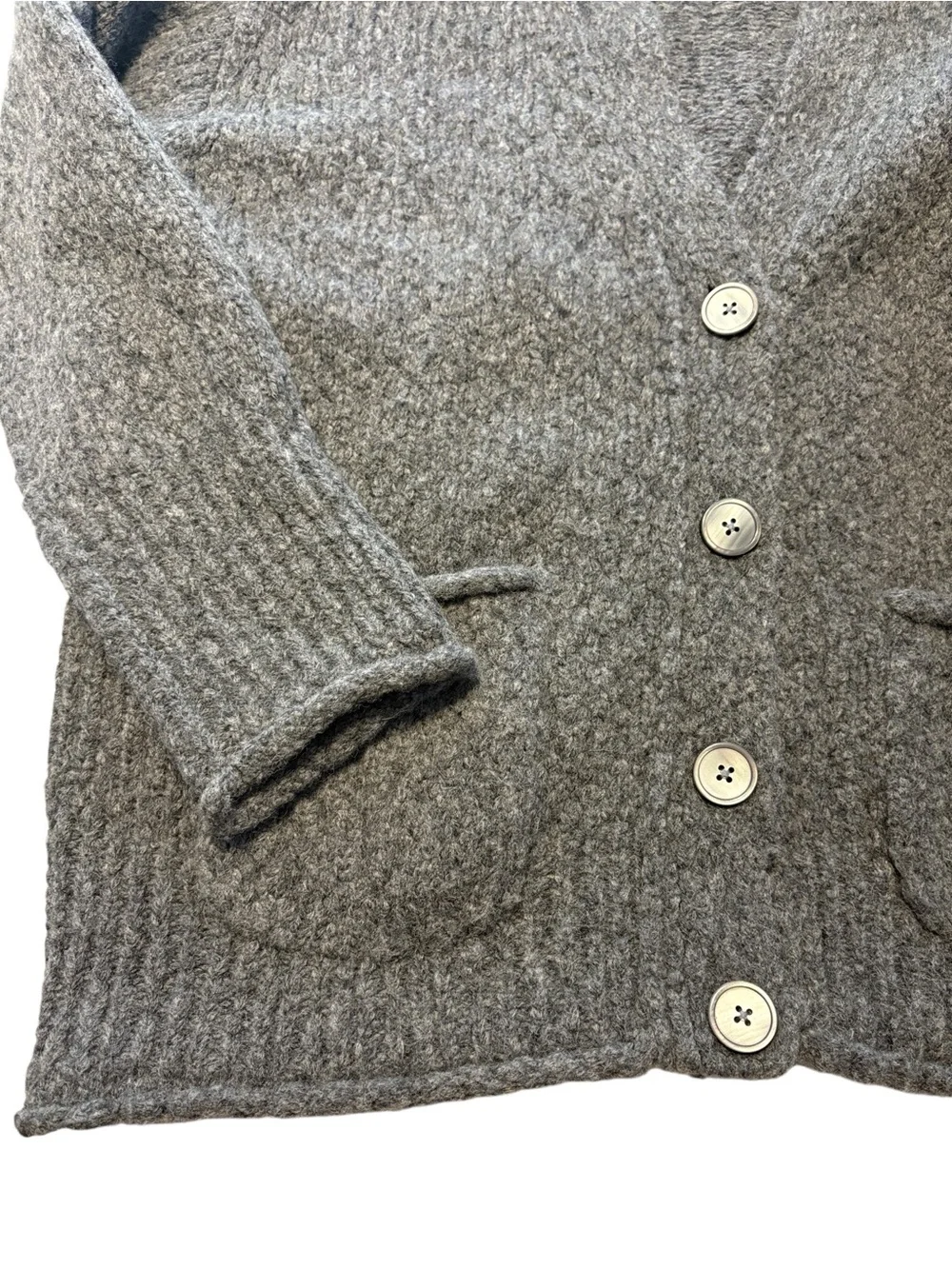 J. Crew Relaxed Cardigan in Textured Yarn Size XS Grey Oversized Wool Layering